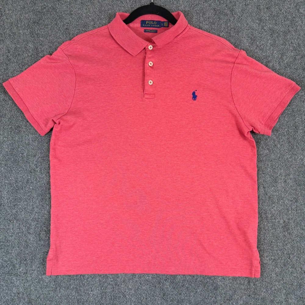 Polo Ralph Lauren Custom Slim Fit Short Sleeve Polo Shirt Pink Youth Large L